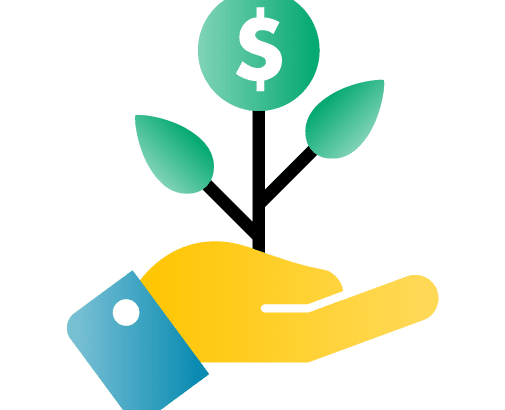 image of a hand with a flower in the palm with a dollar sign in one of the petals